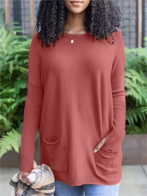 Women's Casual Long Sleeve Pocket Top