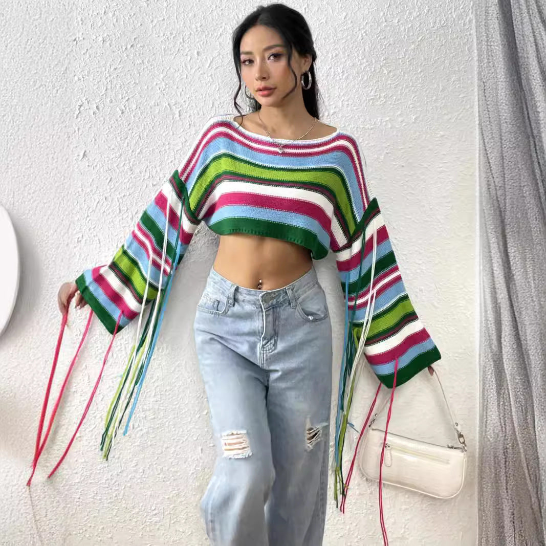 Ultra Short Midriff-baring Loose Sweater