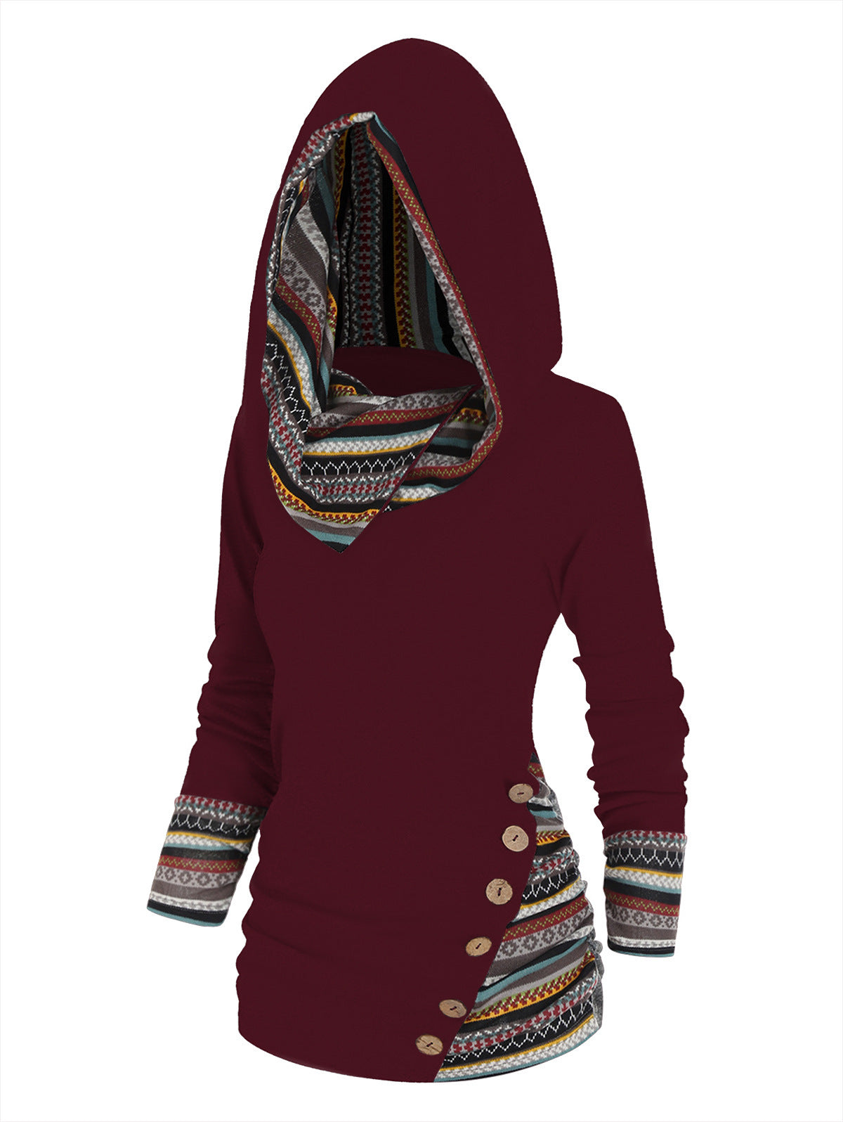 Women's Geometric Knit Button-Up Long Sleeve Top