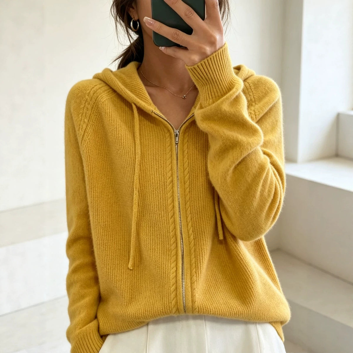 Womens Faux-wool Cardigan Loose-fit Sweater Jacket