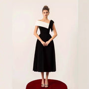 Spring Summer Waist-cinching Figure-flattering Off-shoulder Dress