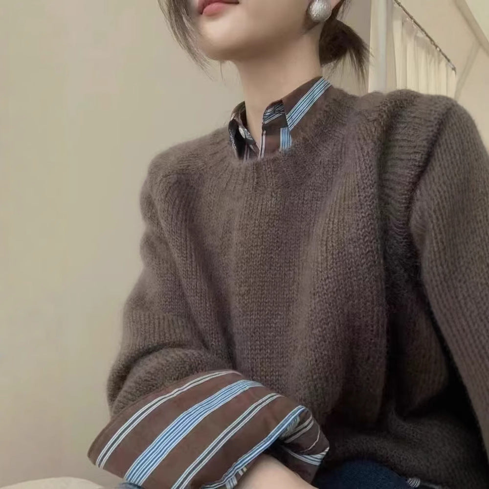 New Round Neck Knitted Pullover Sweater Women
