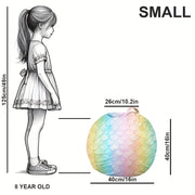 Large Bean Bag Chair Cover with Zipper – Soft Rainbow Mermaid Scale Design, Handles for Easy Transport, Washable Storage for Plush Toys