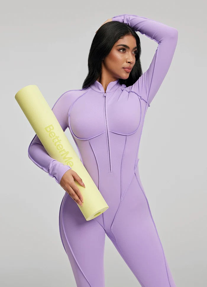 Women's Long Sleeve Zip Slim-Fit Jumpsuit