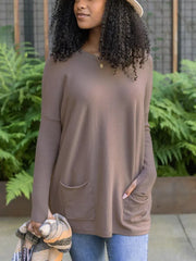 Women's Casual Long Sleeve Pocket Top