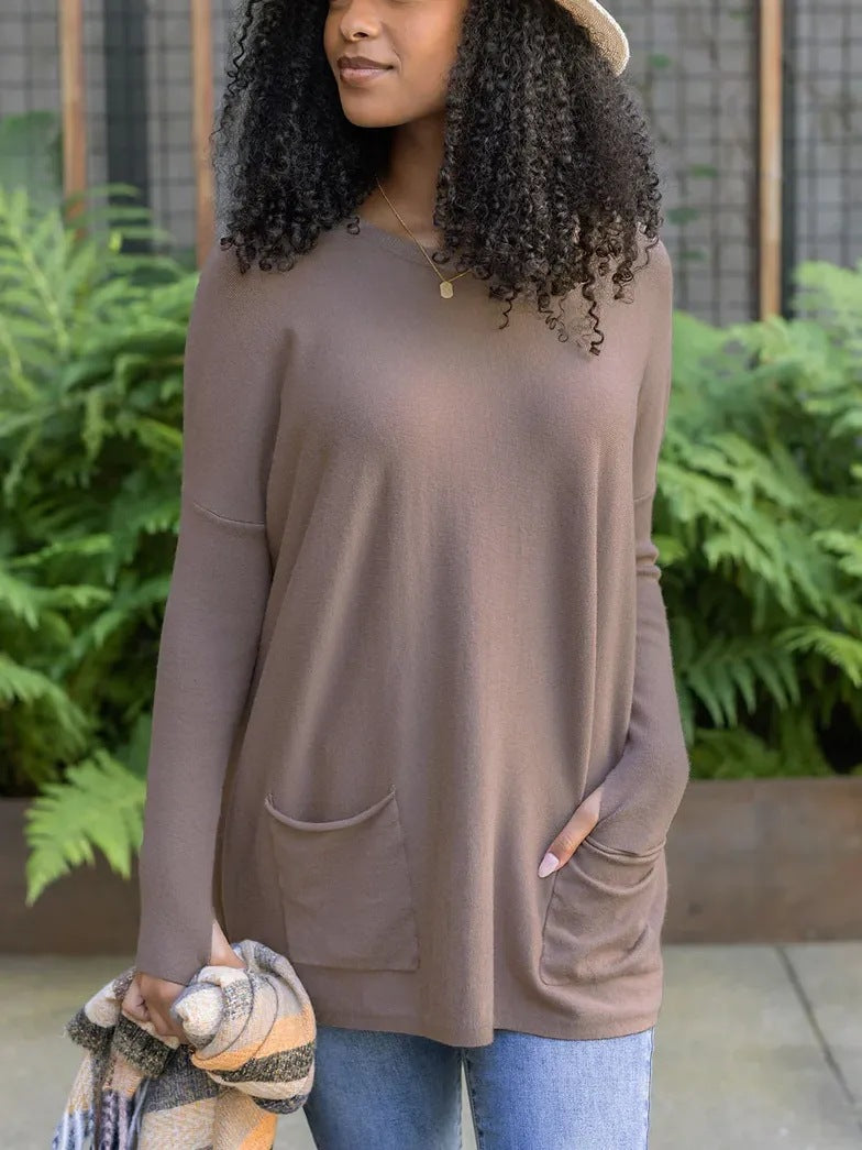 Women's Casual Long Sleeve Pocket Top