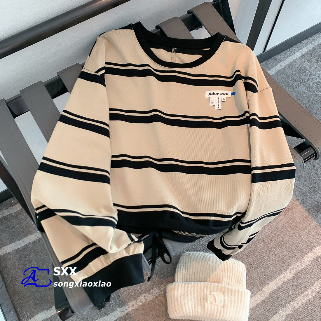 Women's Loose Striped Long Sleeve Casual Pullover Top
