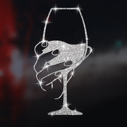 Shimmering Reflective Wall Sticker – Hand‑Held Red Wine Cup Design for Home, Windows, Mirrors and Appliances