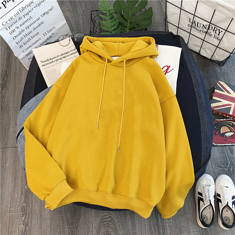 Women's Cozy Solid Color Long Sleeve Pullover Hoodie