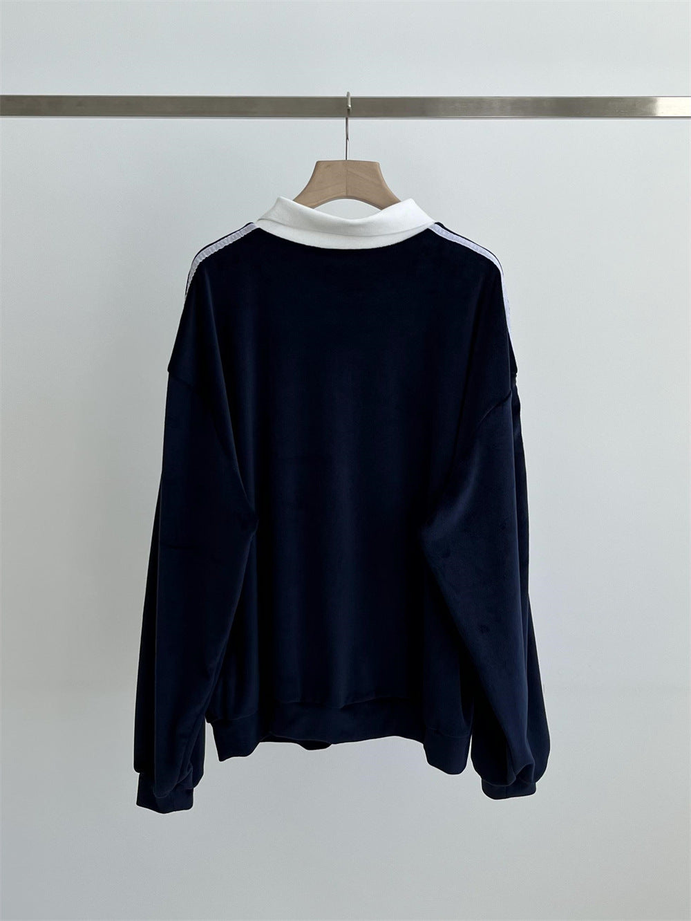 Retro Bow Embroidered Striped Contrast Knit Sweater