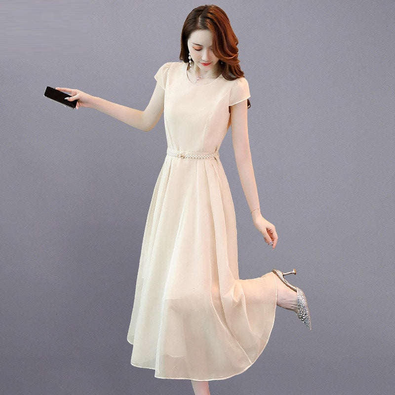 Womens Elegant French-style Chiffon Dress