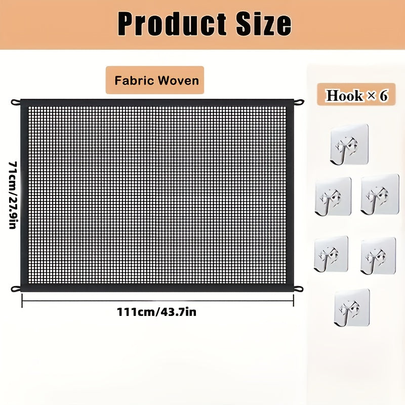 Foldable Pet Gate Foldable Pet Safety Gate For Dogs & Cats - No Drill Installation With Hooks, Adjustable Height & Sturdy Mesh Barrier, Lightweight Foldable Design For Home Use, Stairs & Doorways,