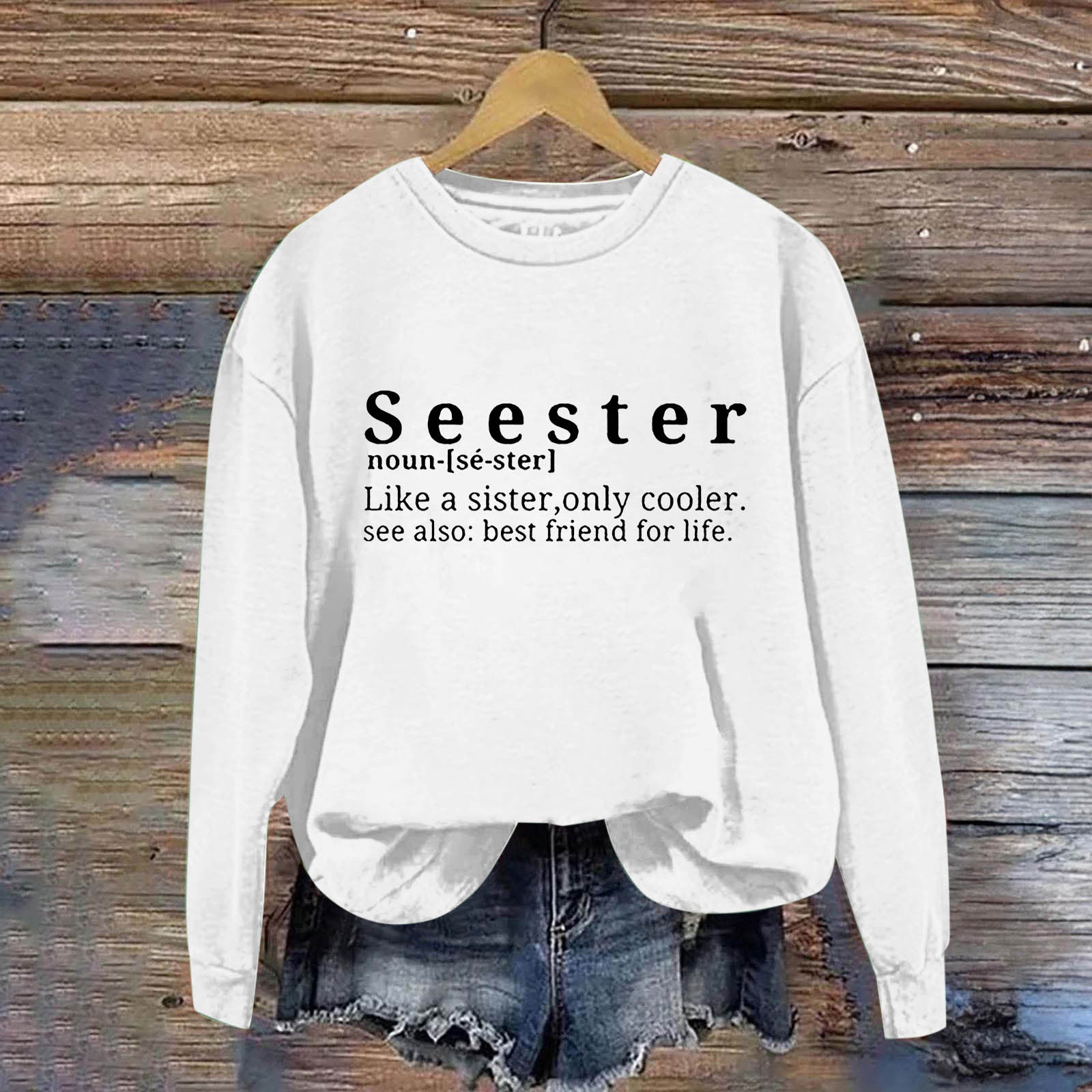 Chic Letter Print Round Neck Women's Casual Sweatshirt