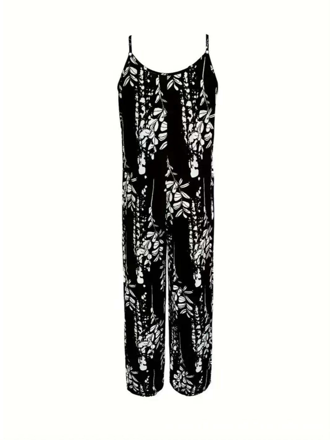 European And American Plus-Size Womens Fashionable Printed Strap Jumpsuit