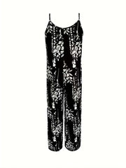 European And American Plus-Size Womens Fashionable Printed Strap Jumpsuit