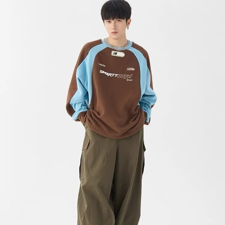 Retro American Letter Crew Neck Loose Sweater