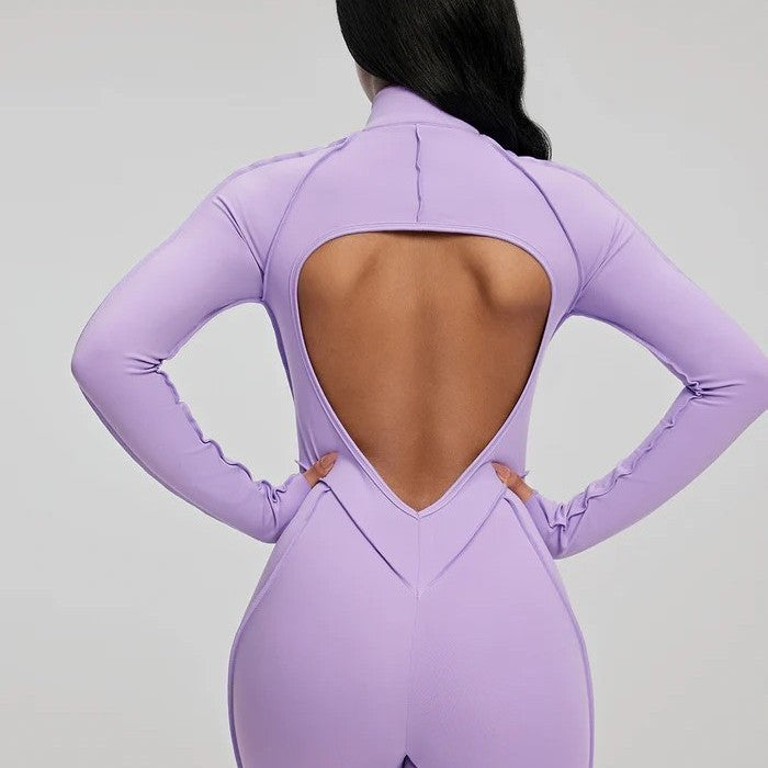 Women's Long Sleeve Zip Slim-Fit Jumpsuit