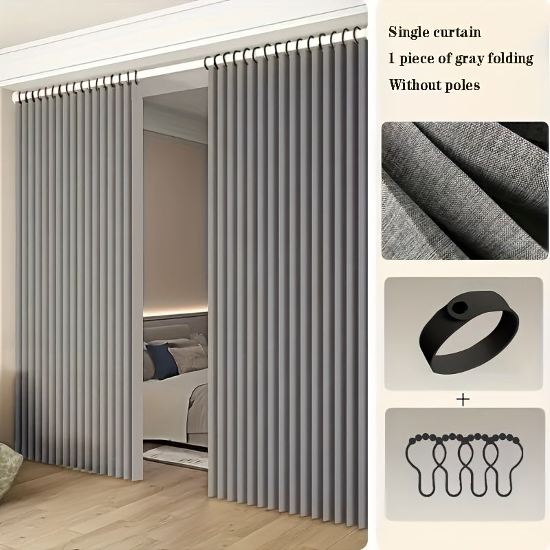 [2D Door Curtain] 1pc Poleless Bohemian Style/Heat-Resistant Fixed Shaped Partition Curtain, Living Room Screen, No-Drill Folding Invisible Window Door Curtain, Bedroom Room Divider Privacy Covering…