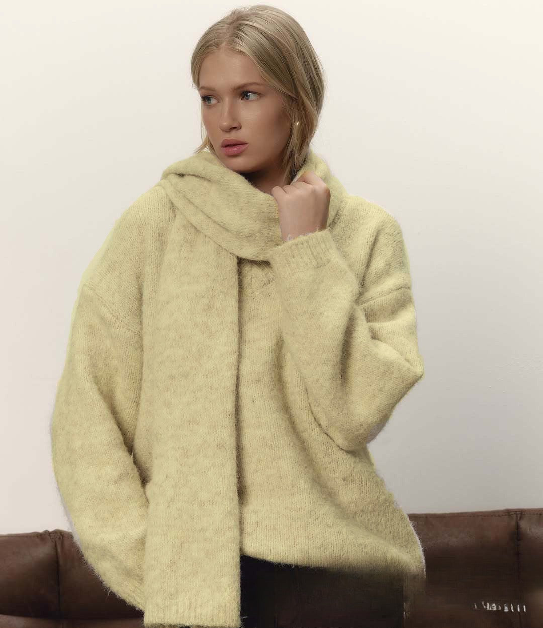 Loose and Idle Knitted V-neck Fashionable All-match Pullover Sweater