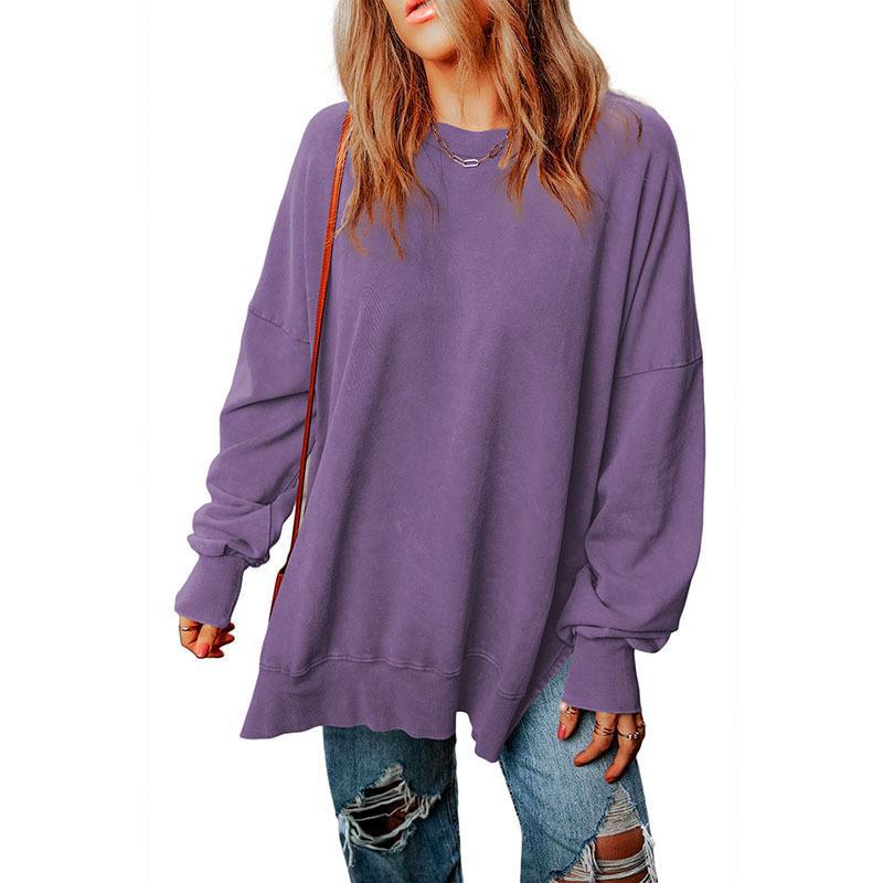 Women's Solid Loose Pullover Sweatshirt