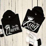 Her King His Queen Matching Couple Streetwear Hoodie