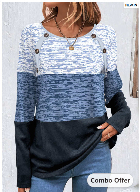 Women's Cozy Button-Up Long Sleeve Winter Tee