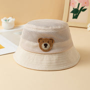 Openwork Solid Color Bear Patch Hat for Summer Breathability
