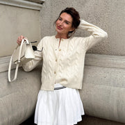 Embroidered Crewneck Cable-knit Autumnwinter Sweaterblouse