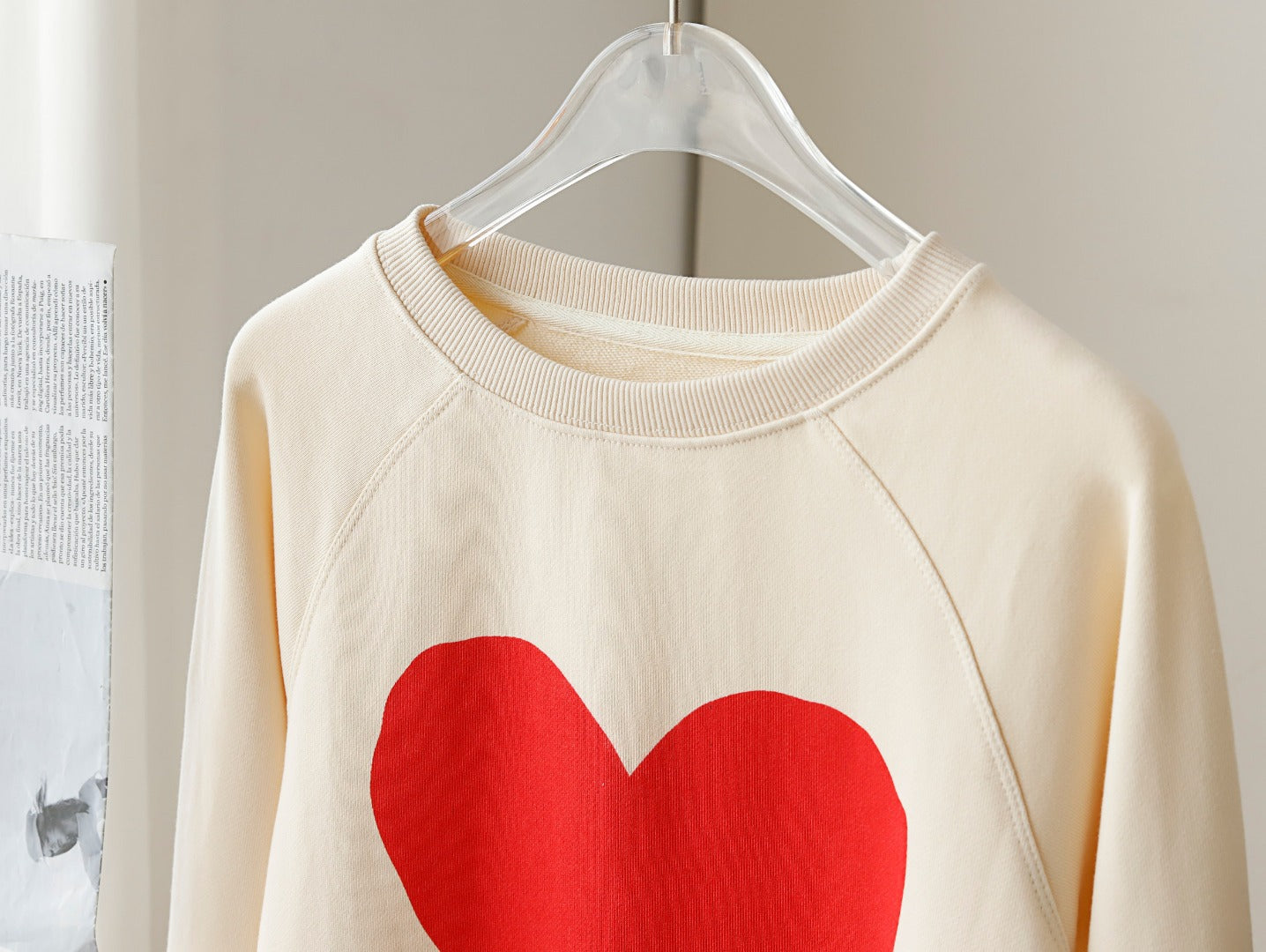 Cozy Heart Print Loose Fit Sweatshirt