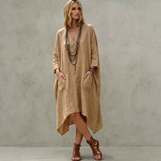 Laid-back Casual V-neck Three-quarter-sleeve Dress for Women