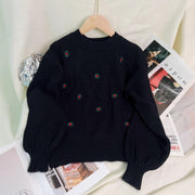 Women's Casual Embroidered Flower Sweater