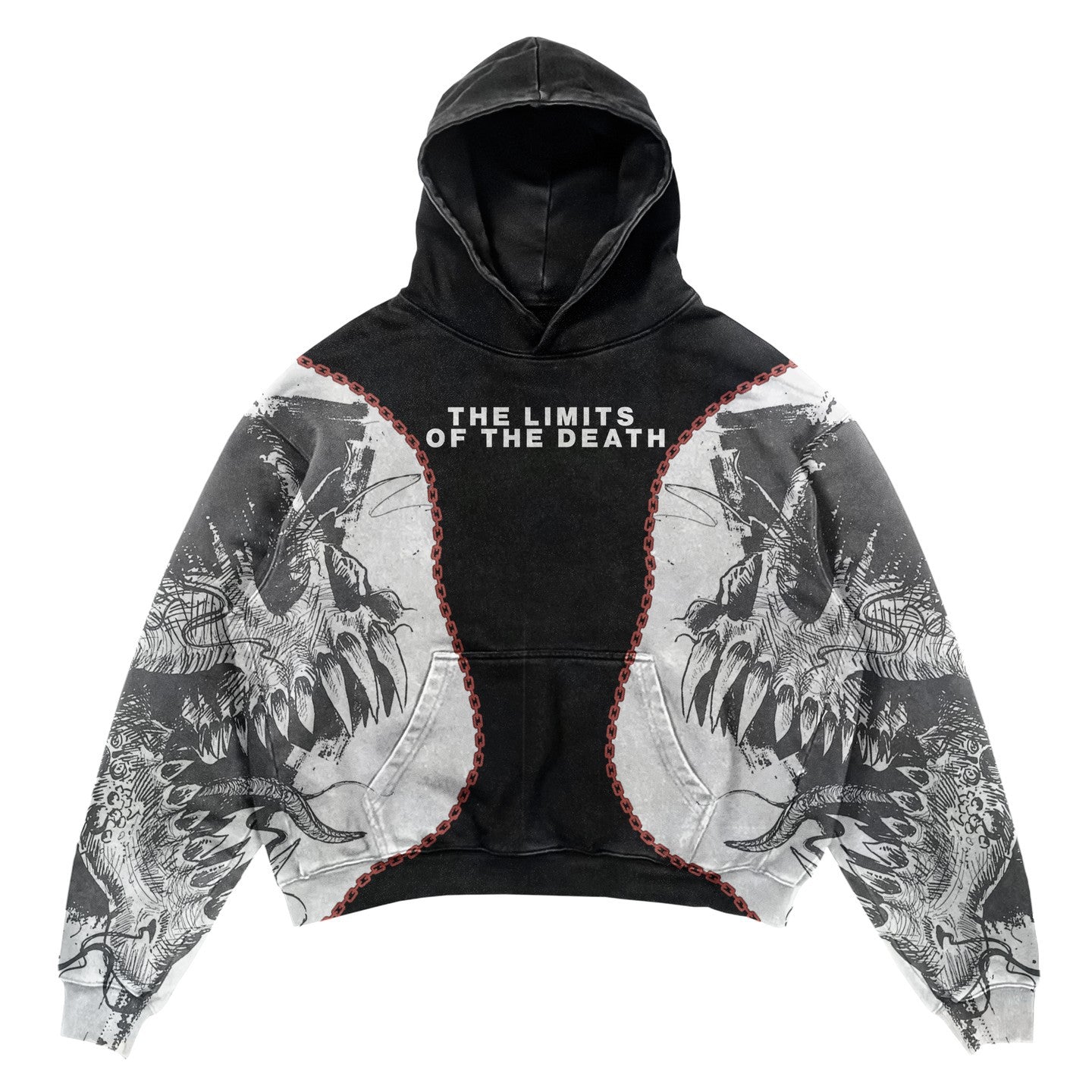 Gothic Patchwork Oversized Pullover Hoodie
