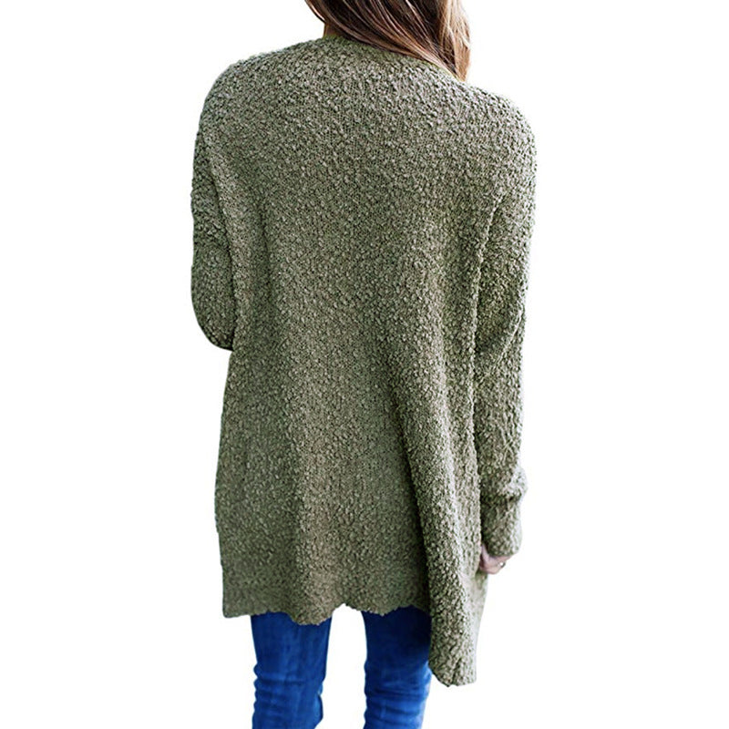 Cozy Fleece Double-Pocket Knit Cardigan Sweater