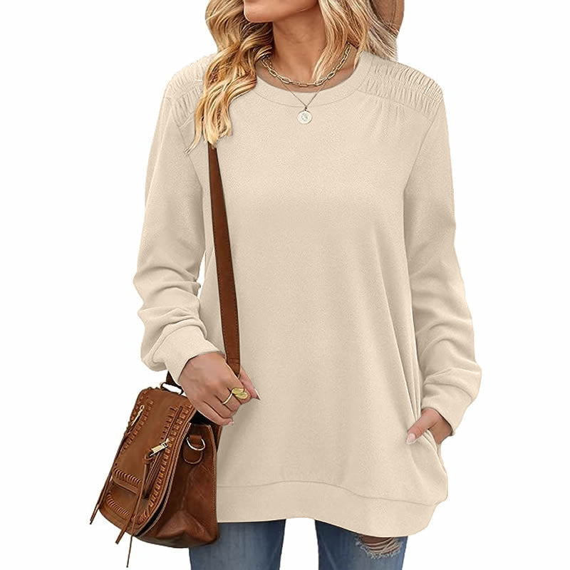 Women's Casual Long Sleeve Pocket Pullover Sweatshirt