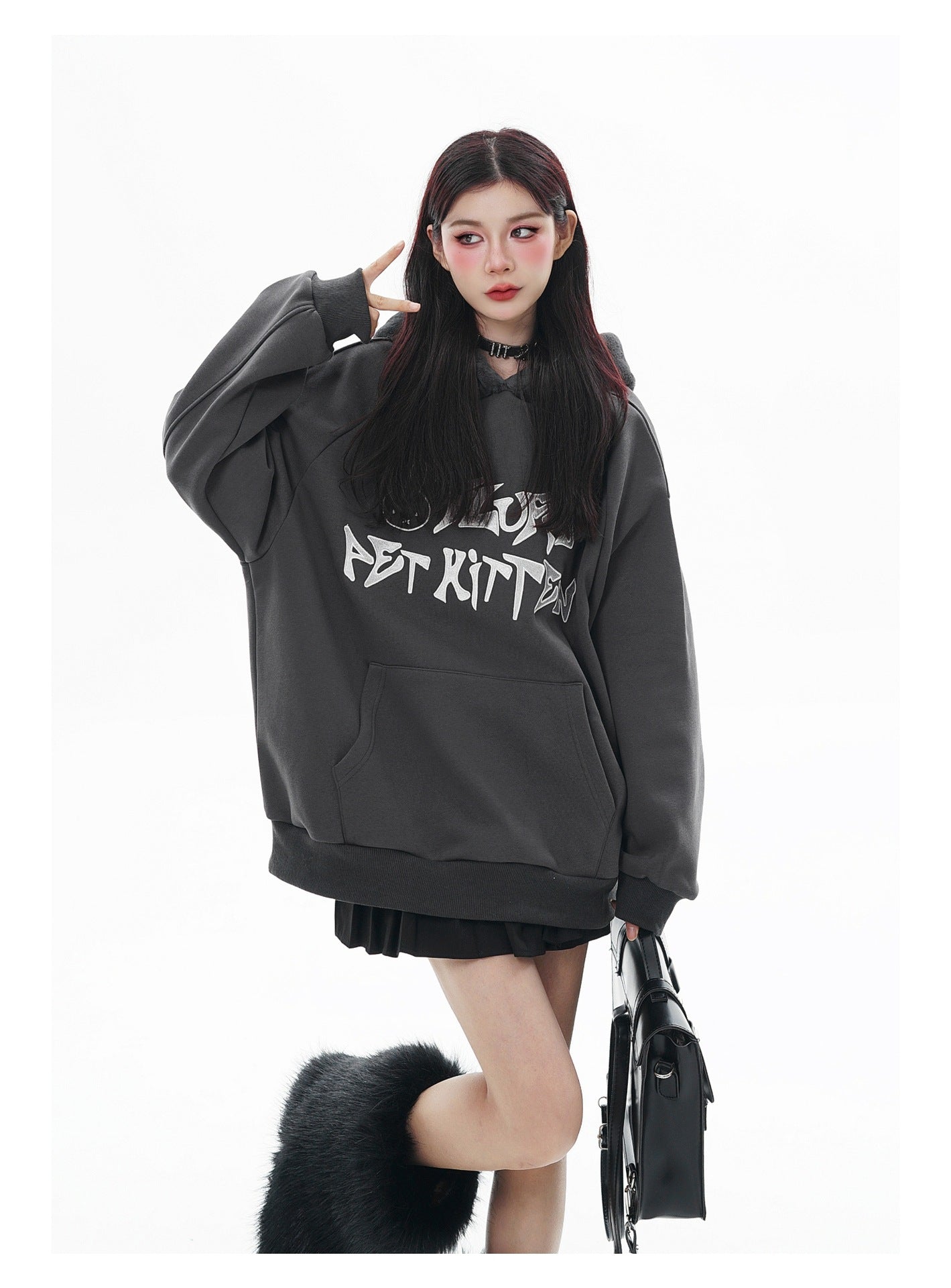 Plush Contrast Thermal Hooded Sweatshirt