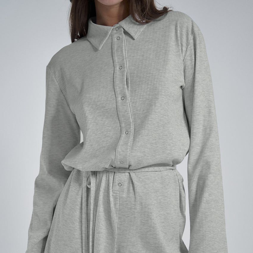 Chic Lace-Up Knit Cardigan Romper