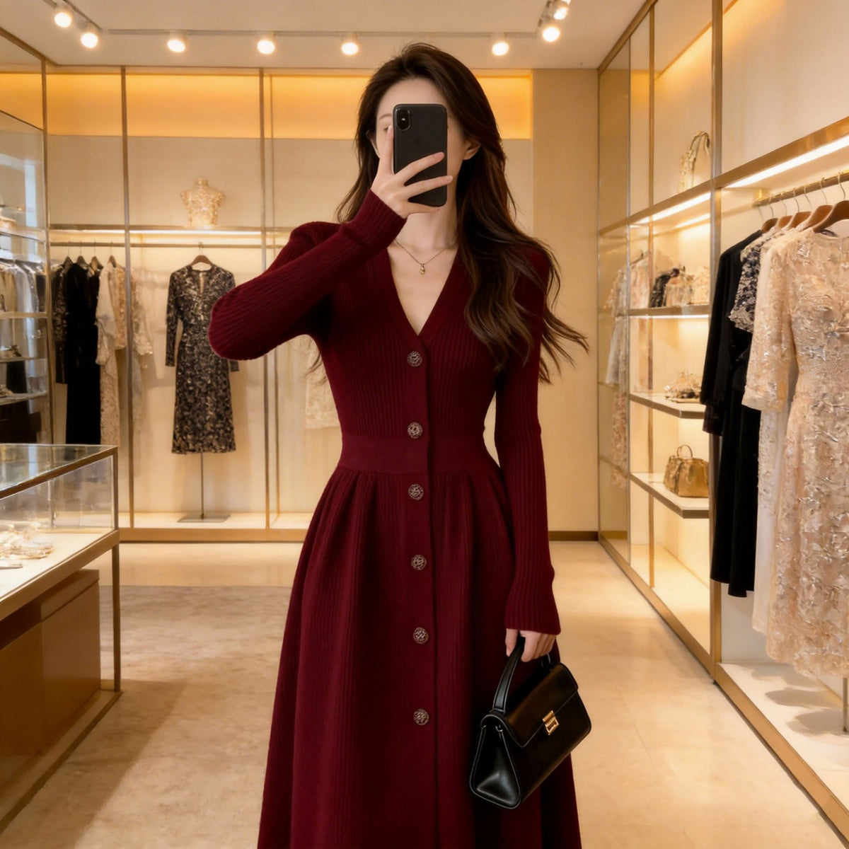 Figure-flattering Chanel-style Knitted Dress