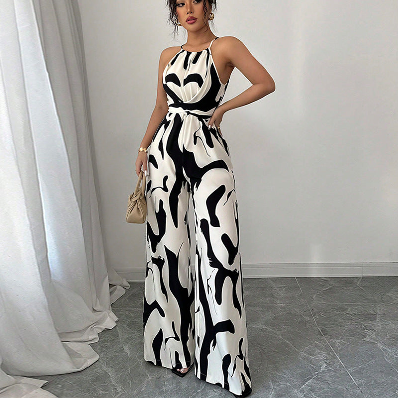 Bold Zebra Print Suspender Jumpsuit for Women