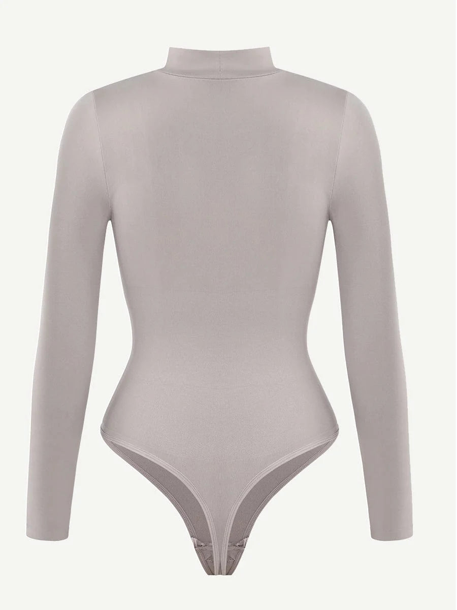 Eco-Friendly Seamless Turtleneck Long Sleeve Thong Bodysuit