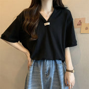 Plus-size Drawstring Loose-fit Figure-flattering Blouse