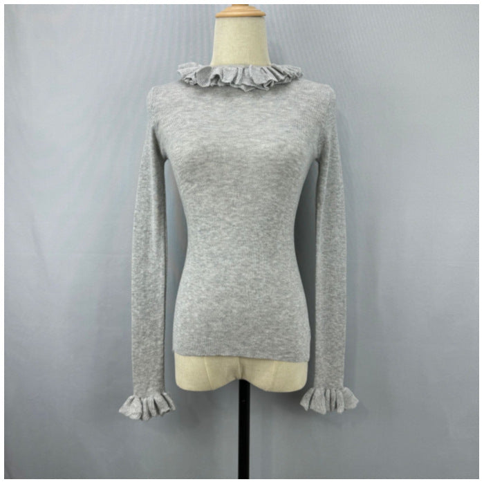 Chic Ribbed-neck Stand-collar Knitted Bottoming Shirt