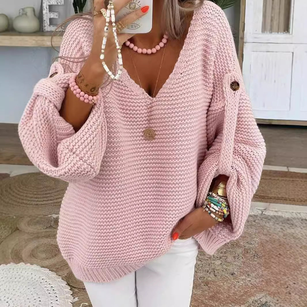 Autumn and Winter Long Sleeve V-neck Sweater