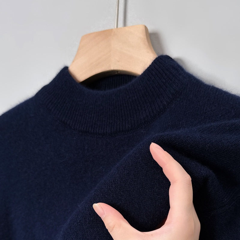 Mens Half-neck Sweater Solid-color Undershirtbase Layer