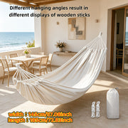 1pc Oversized Patio/Outdoor Hammock with Support Pole, Vibrant Thickened Durable Fabric Hammock with Anti-Tip Design, Sturdy and Long-Lasting, Includes Tie Straps, Ropes, and Storage Bag - Ideal for Relaxing in the Patio, Outdoors