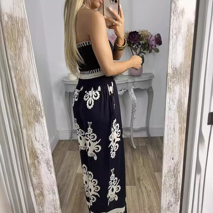Chic Printed High-Waisted Jumpsuit for Women