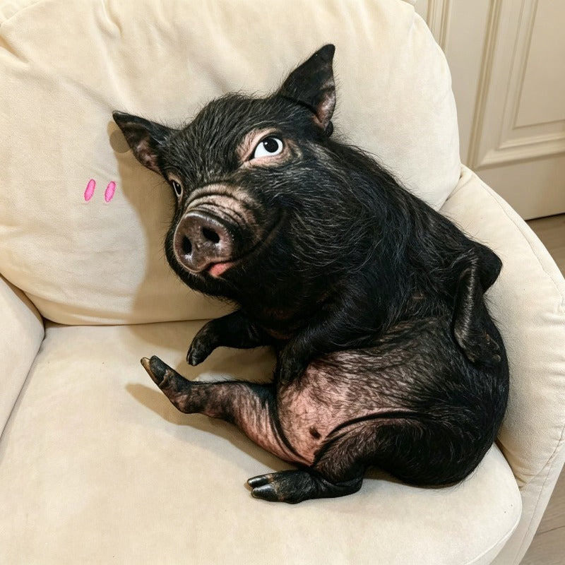 Realistic Pig, Cow and Panda Shaped Throw Pillow
