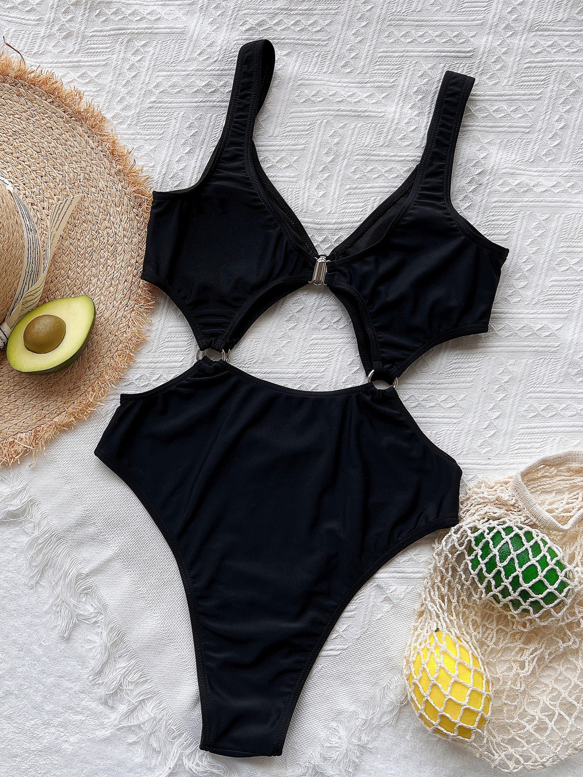 Chic Steel Ring One-Piece Swimsuit for Women