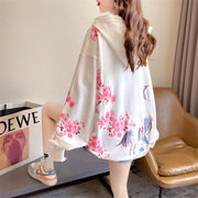 Korean Oversized Hooded Zip-Up Jacket