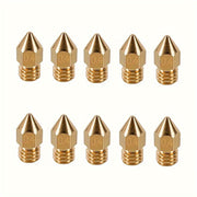 10‑Piece Brass MK8 Nozzle Set, 0.4 mm, High‑Temperature Wear‑Resistant for 3D Printers