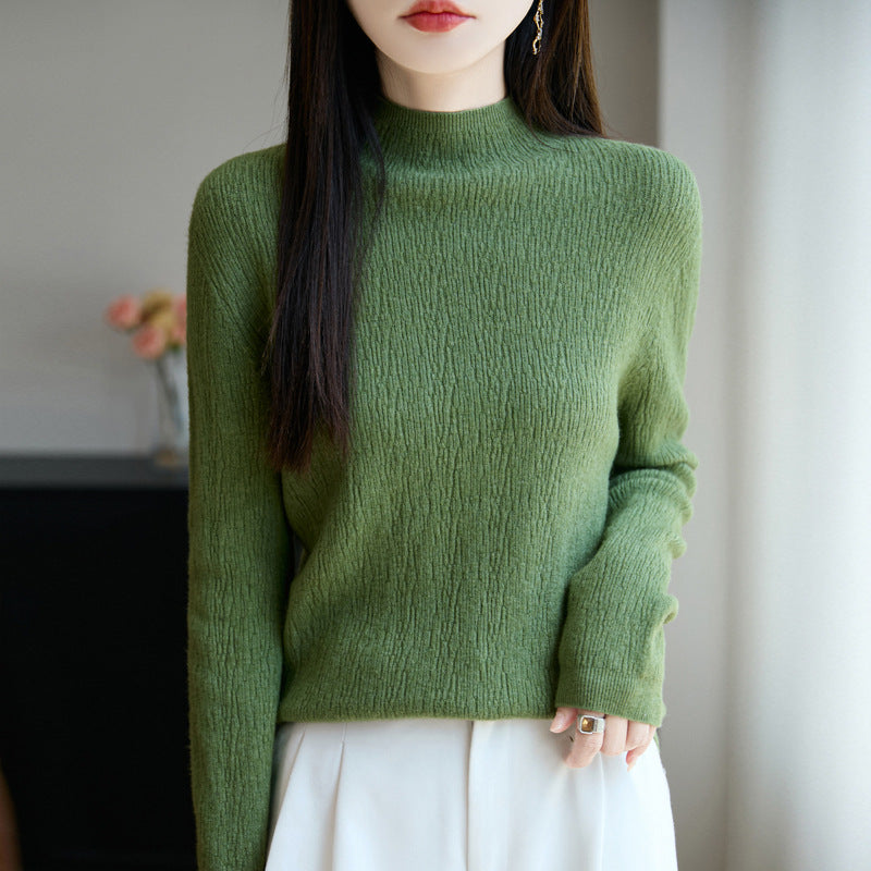 Women's Loose-fitting Mid-neck Sweater Long Sleeve Base